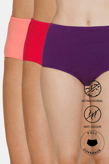 Buy Zivame High Rise Full Coverage Hipster Panty (Pack of 3) - Assorted